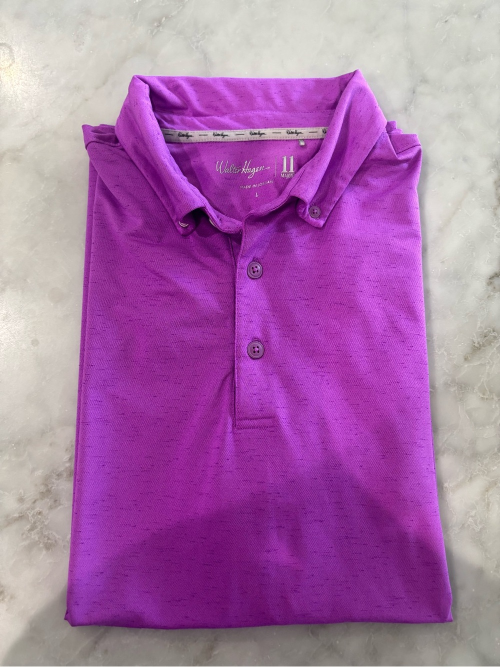 Walter Hagen Men's Button-Down Polo — Bright Purple